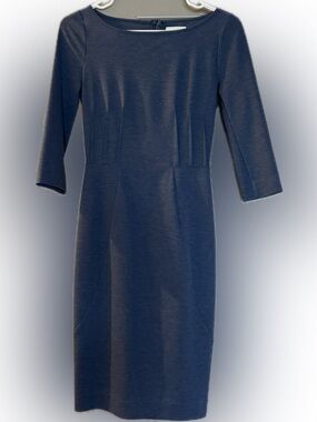 InWear Classic Blue Sheath Dress with Three-Quarter Sleeves